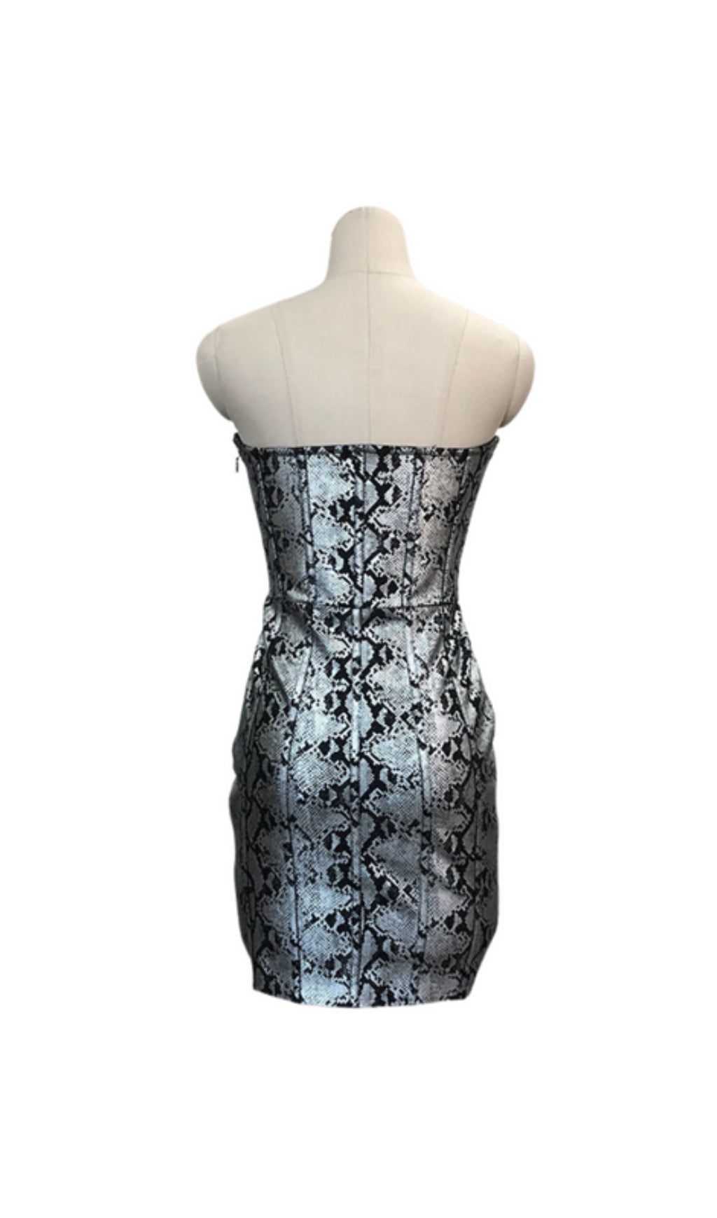 AMBRETTE STRAPLESS SNAKE PRINTED DRESS