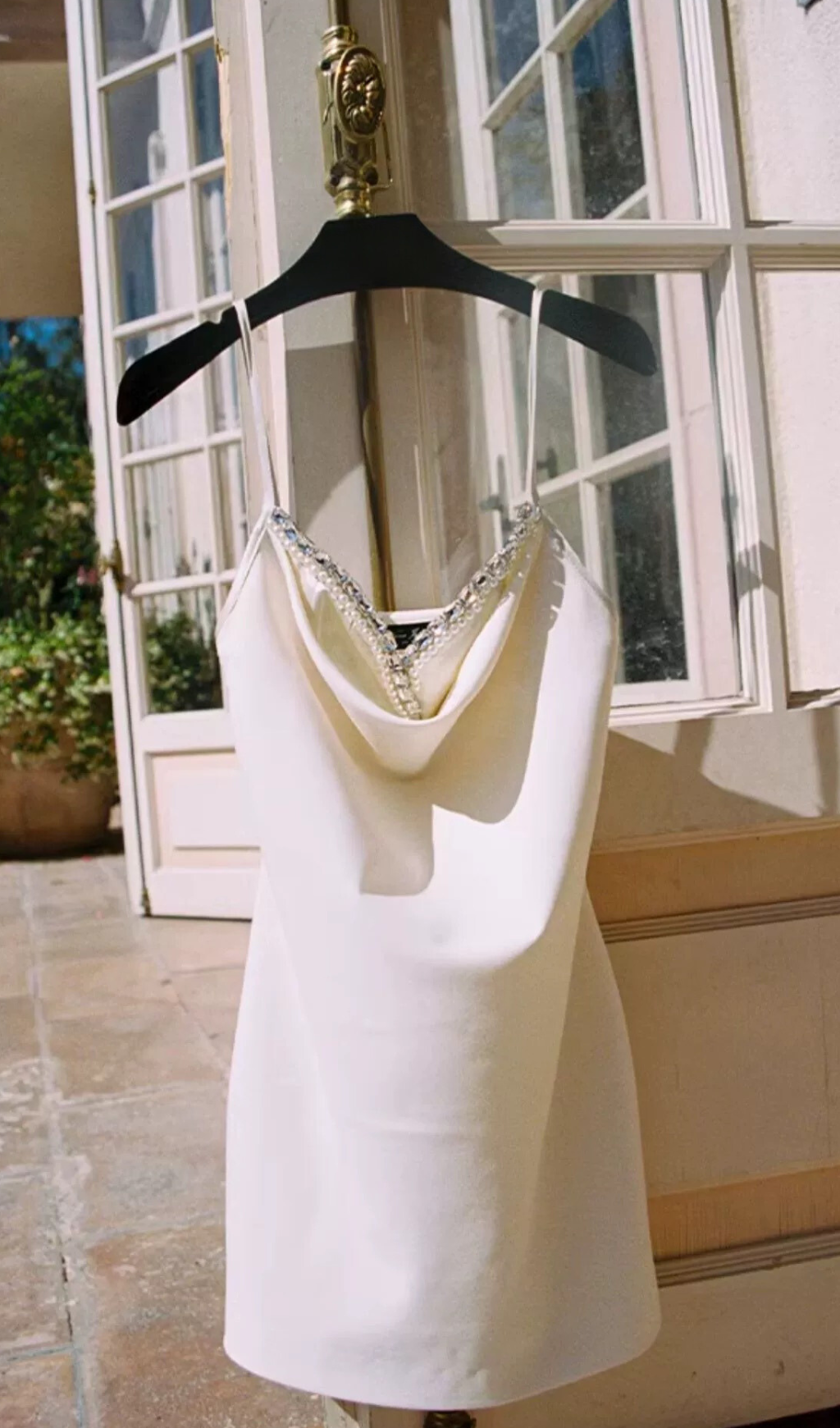 CRYSTAL CAMISOLE MINI DRESS IN WHITE