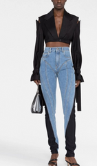 TWIST-PANELLED HIGH-WAIST JEANS