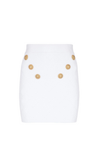 WHITE BUTTONED KNIT MINI SKIRT