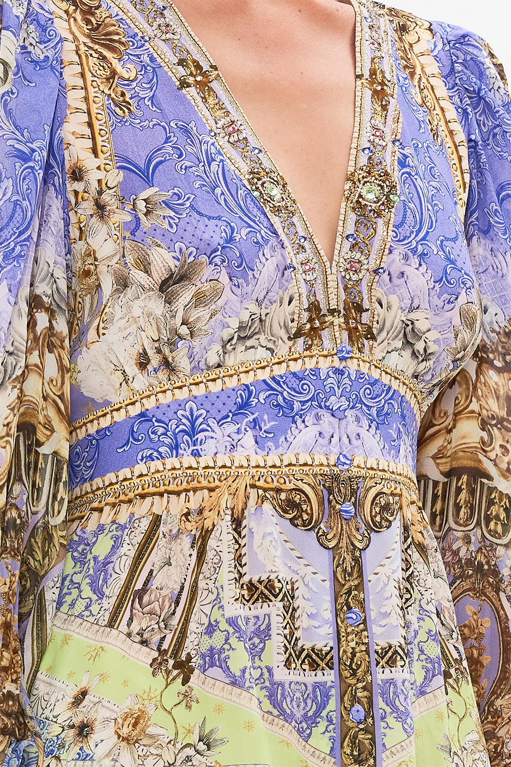 BUTTON FRONT FRILL DRESS GILDED