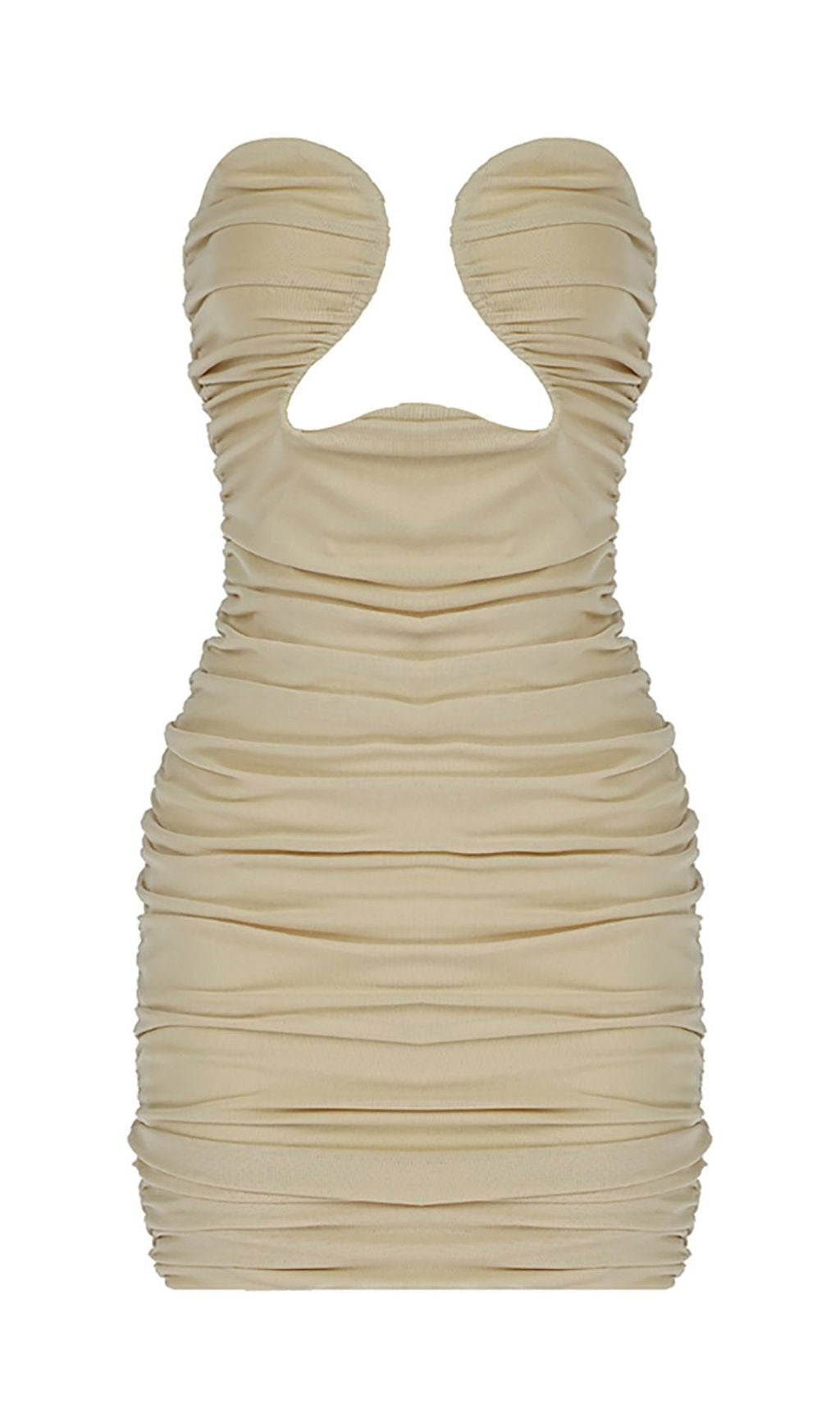 CUT-OUT RUCHED BODYCON MINI DRESS IN WHITE