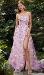 AMEDEA SQUARE NECK CLASSIC PROM DRESS IN PINK