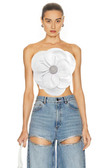 3D FLOWERS TOPS IN WHITE