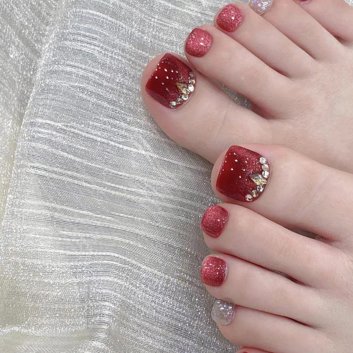 Red Magic Press-on Toe Nails