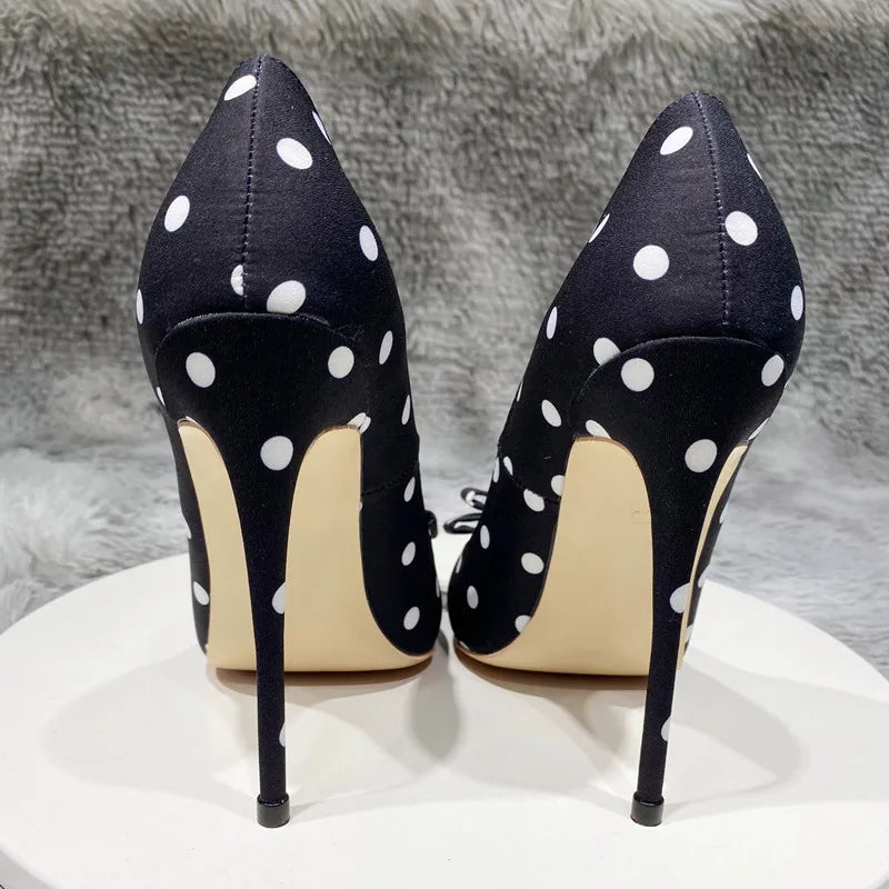 Polka Dot Satin High Heels Pumps