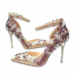 Sequined Flower High Heels Pumps