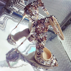 Sequined Flower High Heels Pumps