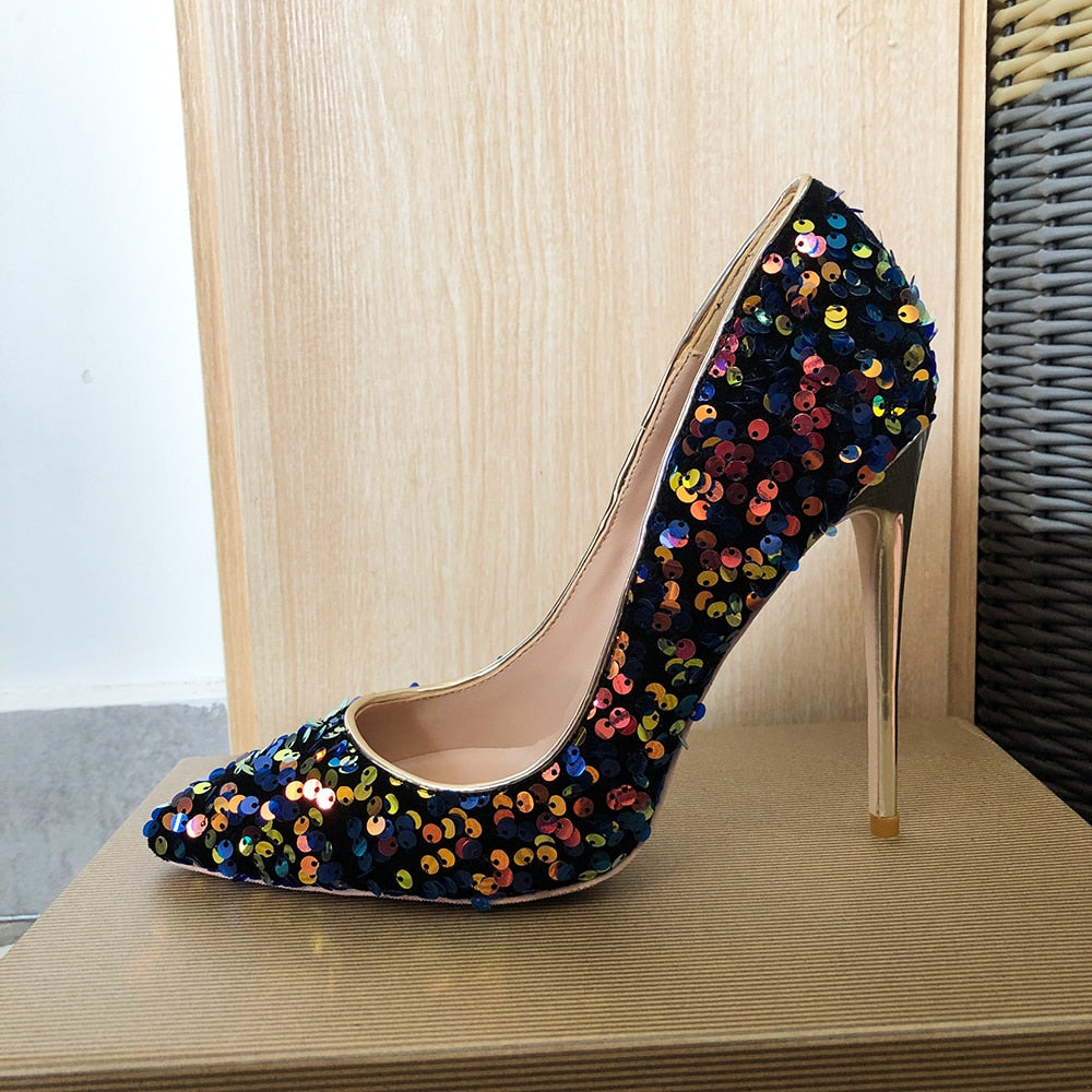 Blue Bling High Heels Pumps