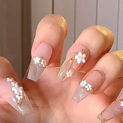 French Spring Flower Cat Eye Press-on False Nails