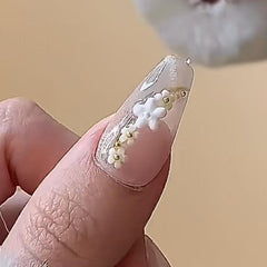 French Spring Flower Cat Eye Press-on False Nails