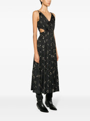 ROSOLITA SATIN EMBELLISHED MIDI DRESS