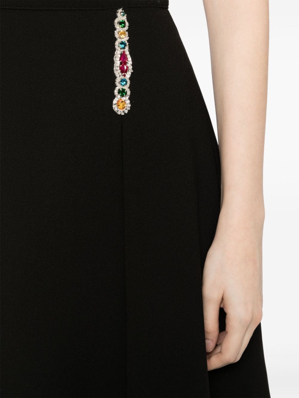 CRYSTAL-EMBELLISHED CADY CROPPED JACKET SKIRT SUIT