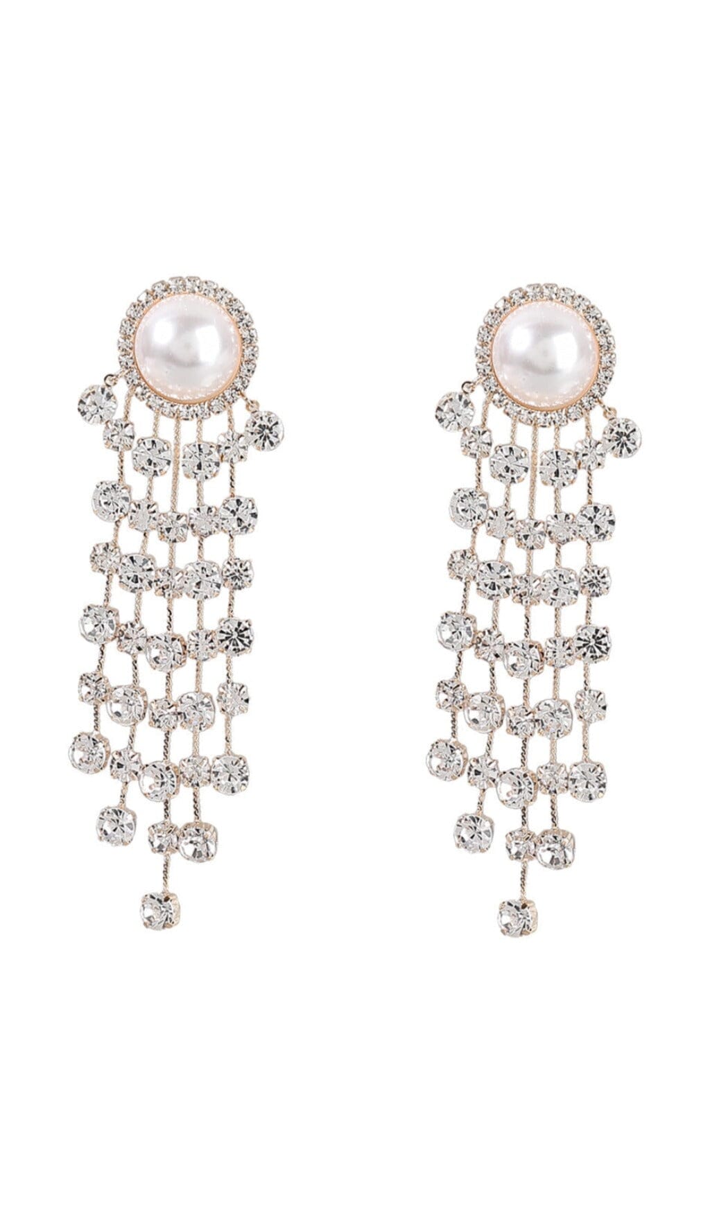 PEARL CRYSTAL TASSEL EARRINGS