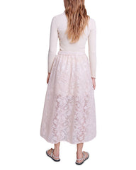 JUPON MESH FLORAL EMBROIDERED MAXI SKIRT