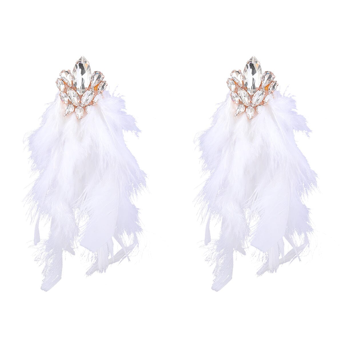 RHINESTONE FEATHER EARRINGS