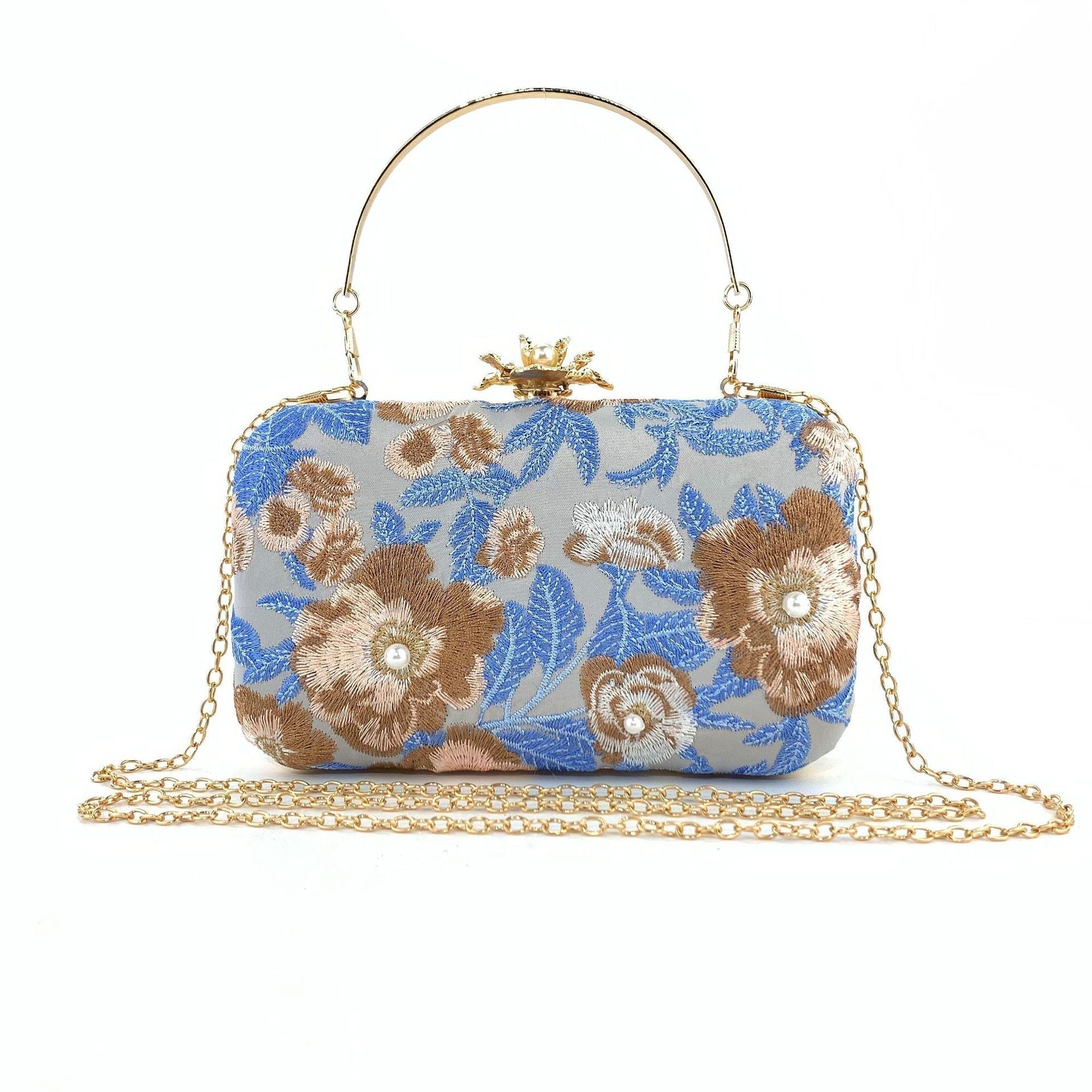 EMBROIDERED BEADING CLUTCH