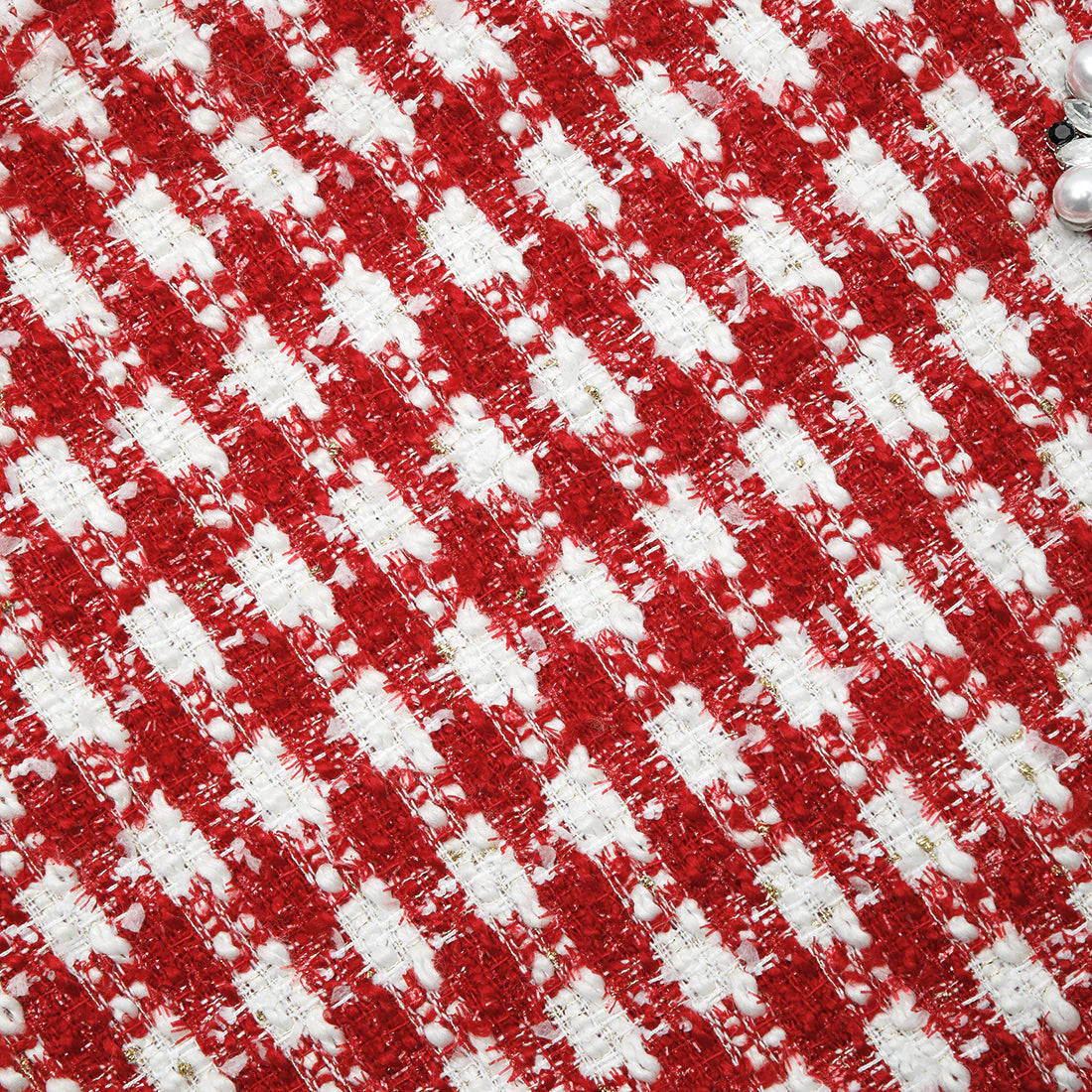 RED CHECK BOUCLE MINI DRESS