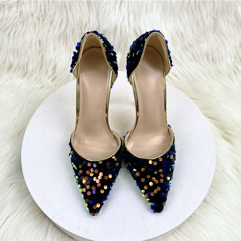 Blue Bling High Heels Pumps