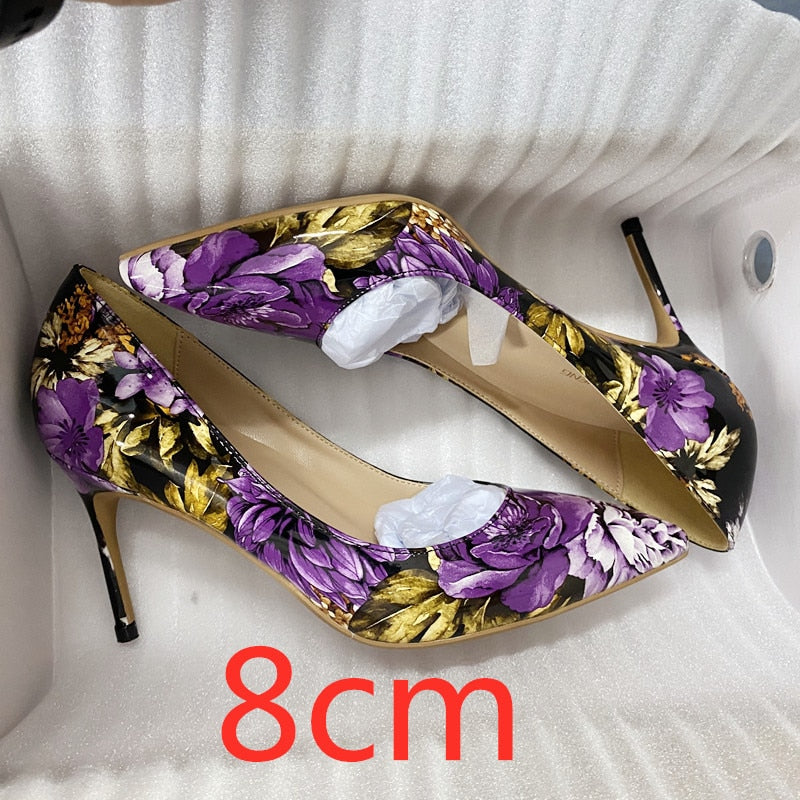 Floral Thin Heels Pumps