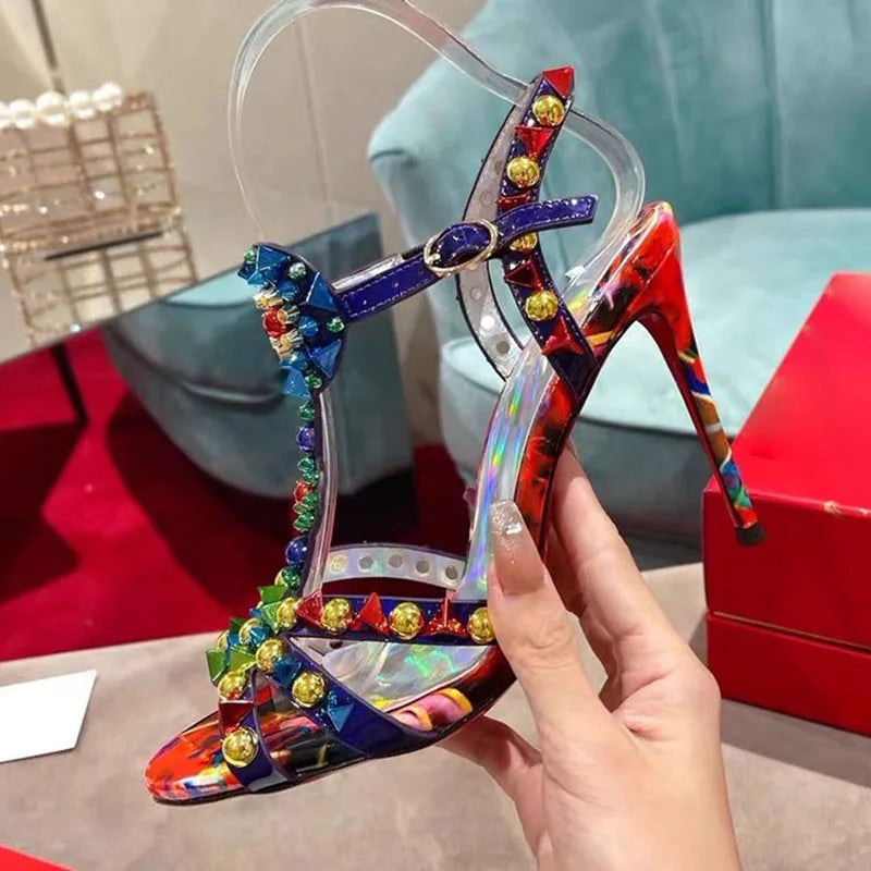 Colorful Rhinestone Sandals Inspired by Christian Louboutin