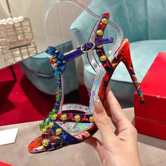 Colorful Rhinestone Sandals Inspired by Christian Louboutin