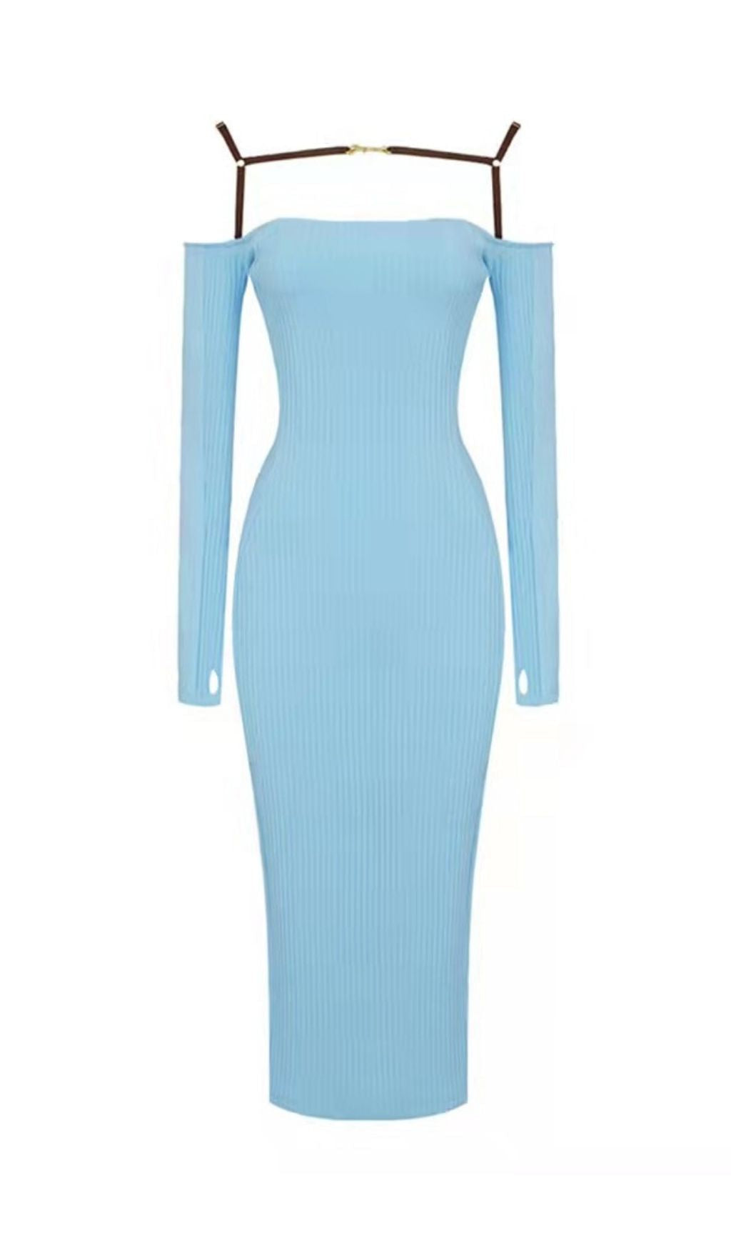 STRAPPY HOLLOW STRAPLESS BANDAGE MINI DRESS IN SKY BLUE