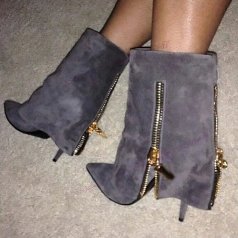 Zanotti Inspired Suede Sensory Flan Boots