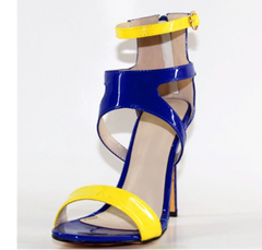 Blue and Yellow Strappy Sandals