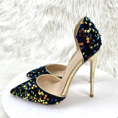 Blue Bling High Heels Pumps