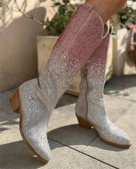 Retro Ombre Rhinestone Cowgirl Boots