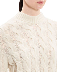 WOOL & CASHMERE CABLE KNIT MOCK NECK SWEATER