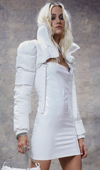 WHITE HIGH NECK SHORT JACKET