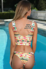 Yellow Wine Tribal Print Cheeky Two Piece Swimsuit