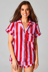 Color Block Striped Short Sleeve Pajamas Set