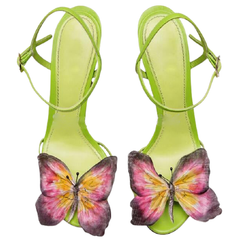 Butterfly Green Sandal Heels Inspired By Dolce & Gabbana