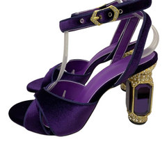 Velvet Bejeweled High Heel Sandals