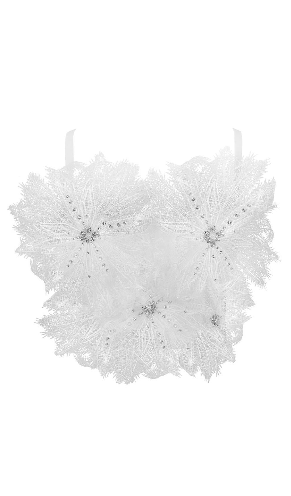 DIAMOND FEATHER CORSET TOP IN WHITE