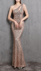 CHAMPAGNE CUTOUT SEQUIN MAXI DRESS