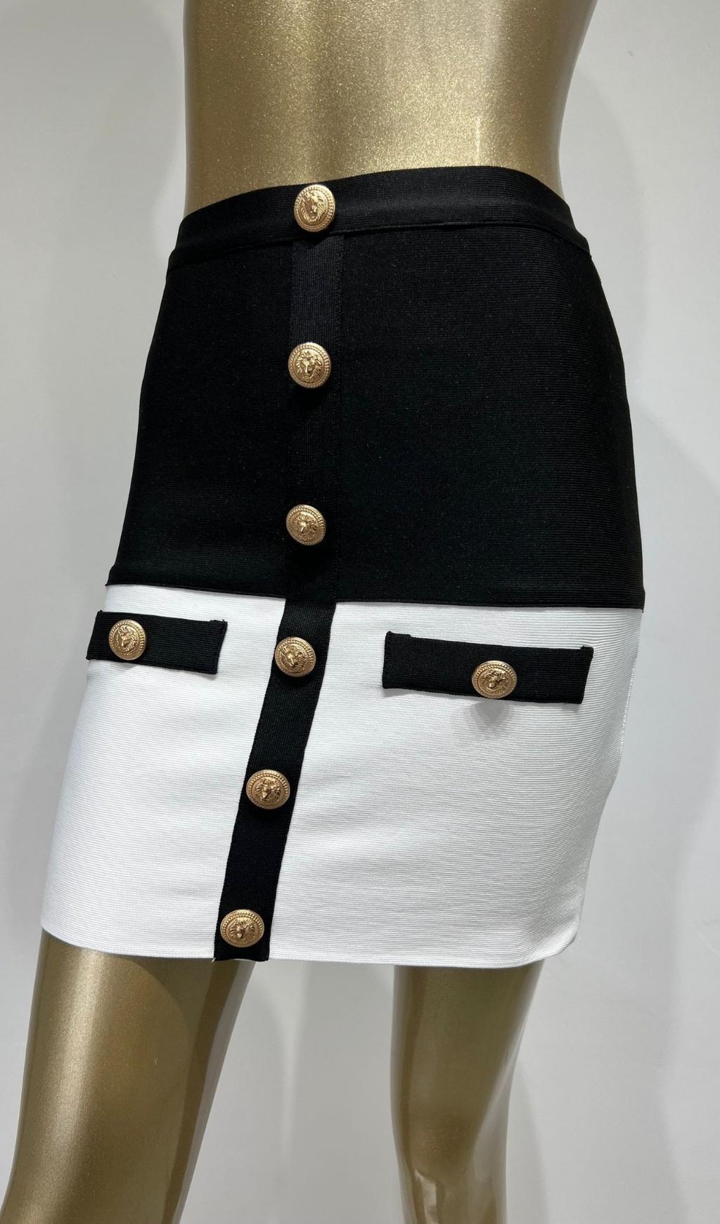 BANDAGE BUTTONS SPLICING SKIRT