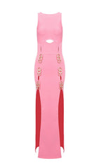 STRAPLESS CUT OUT MAXI DRESS IN PINK