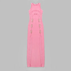 STRAPLESS CUT OUT MAXI DRESS IN PINK