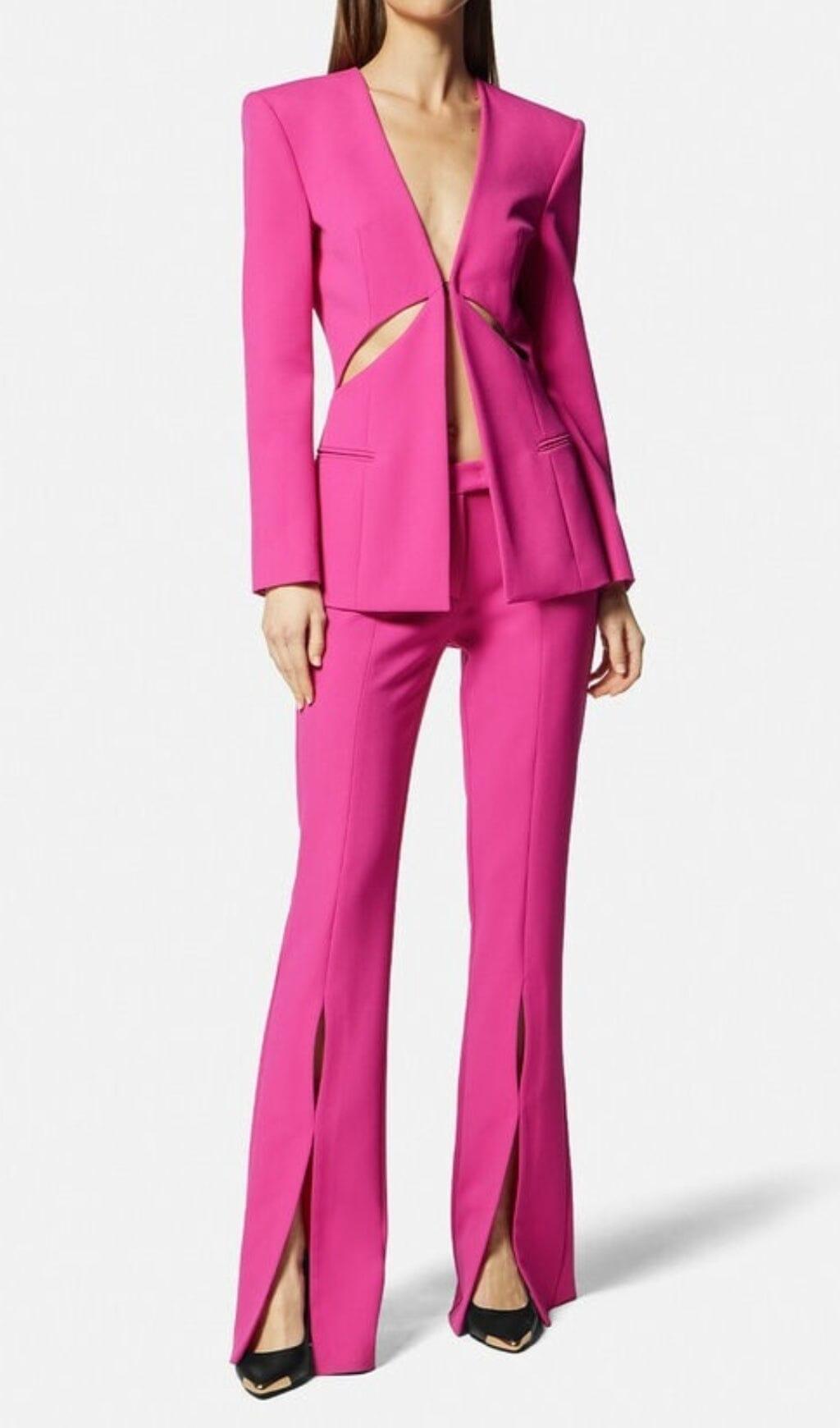 Moisture Slit HOLLOW COLLARLESS BLAZER SLIT TROUSER SUIT – Ohhal