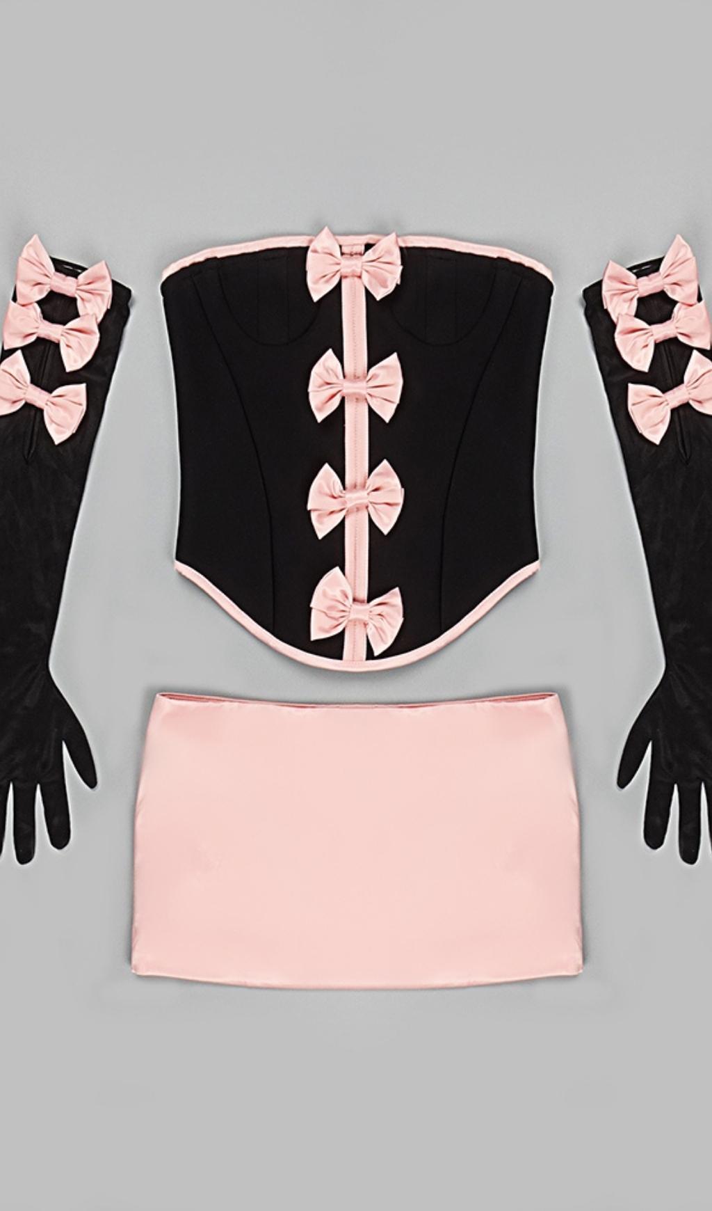 CORSET BOWKNOT TWO PIECE SET