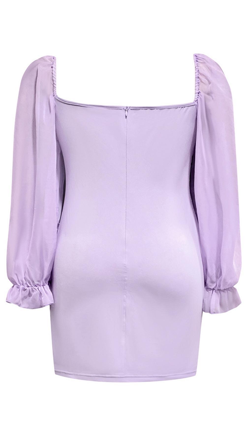 PLUS SIZE RUCHED MINI DRESS IN PURPLE