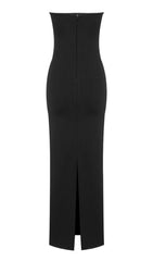 STRAPLESS CUT OUT MAXI DRESS IN BLACK