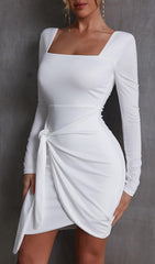 SQUARE NECK BODYCON MINI DRESS IN WHITE