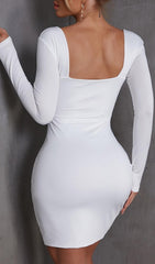 SQUARE NECK BODYCON MINI DRESS IN WHITE