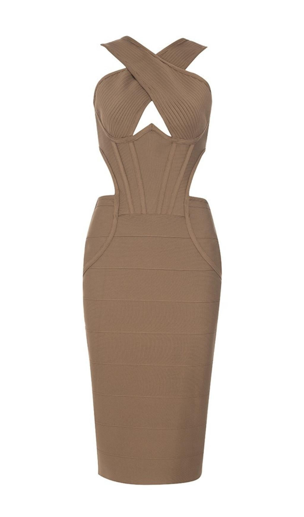 CUT OUT BODYCON MIDI DRESS