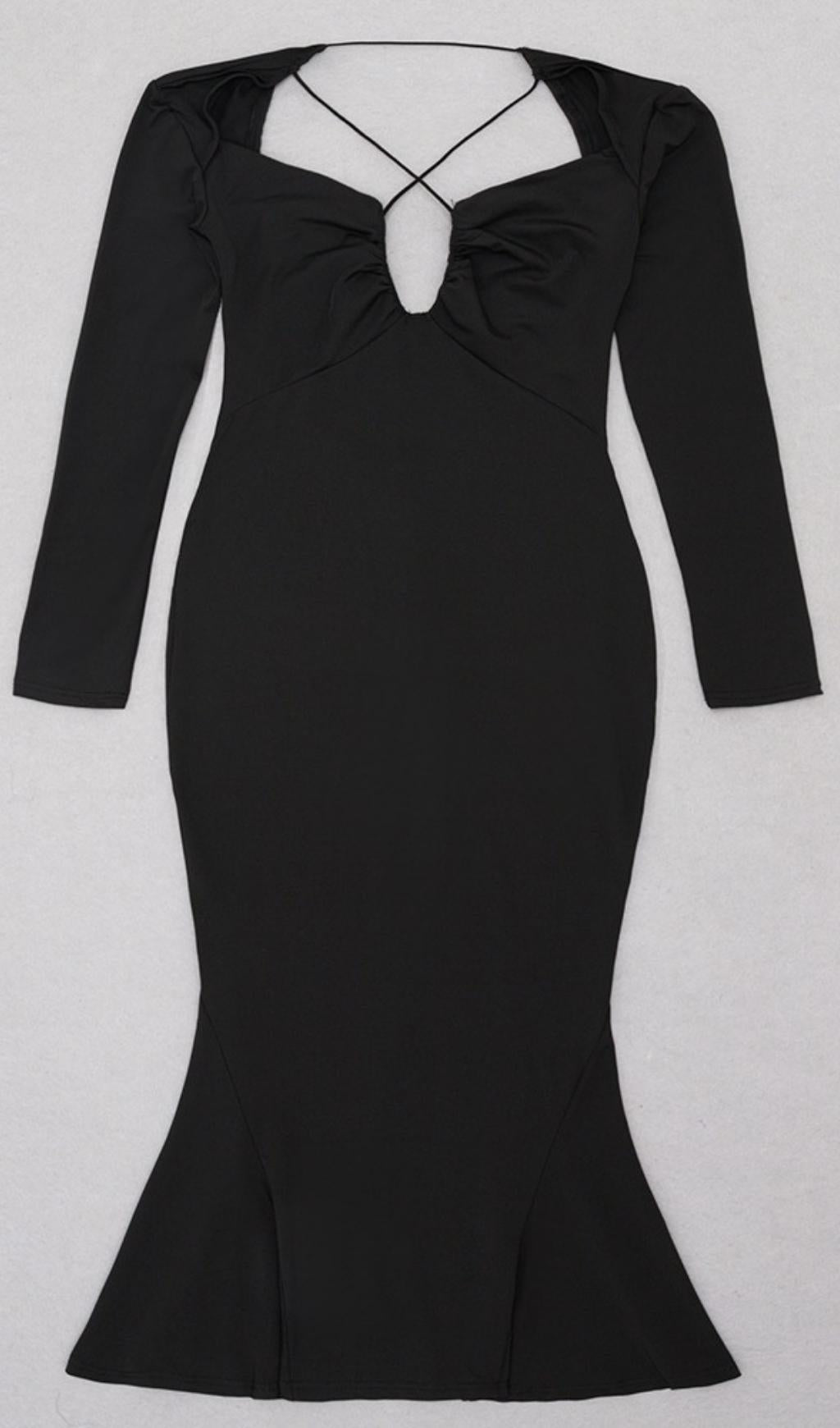 PLUS SIZE LONG SLEEVES MIDI DRESS